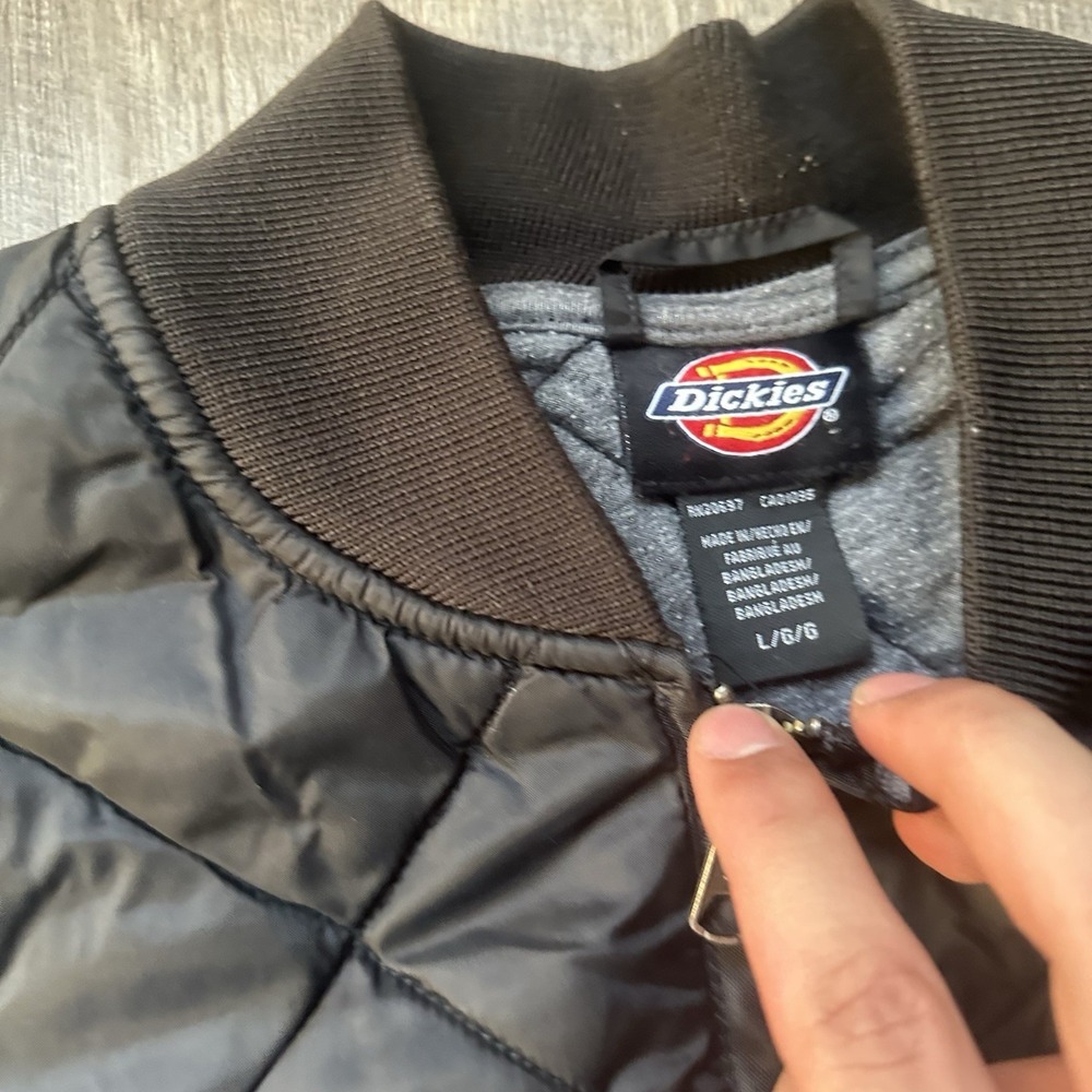 Dickies Men's Size Large L Diamond Quilted Nylon Vest Black Winter Y2K Workwear - Picture 4 of 7